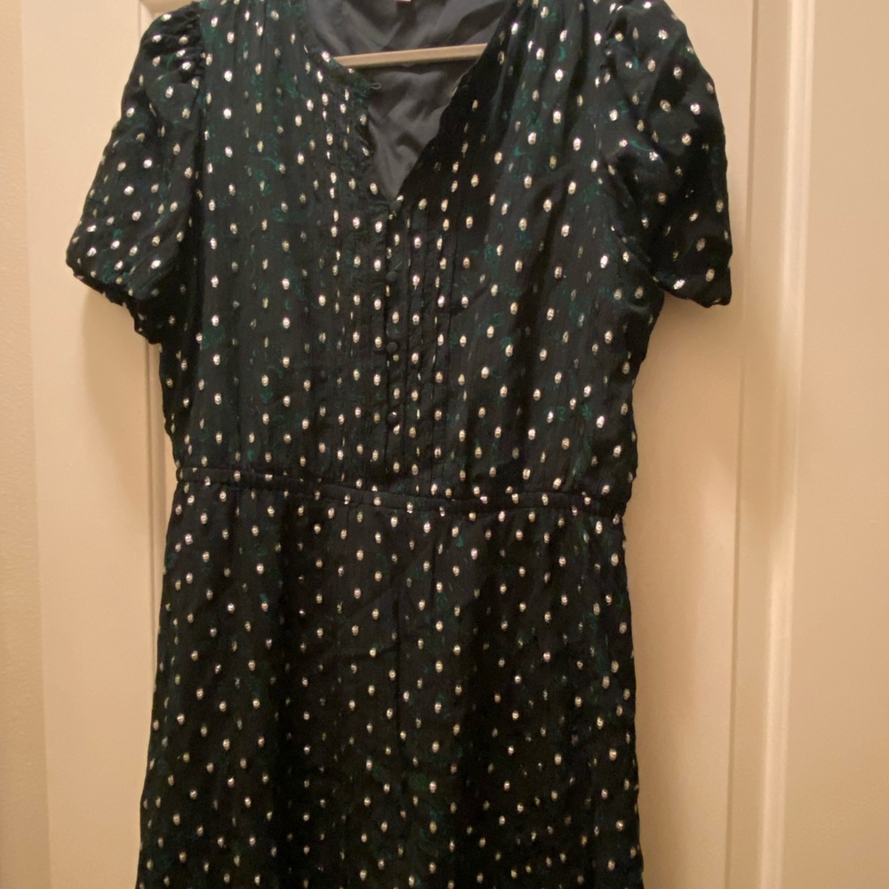 LOFT Black and Green Dress with Silver Accents